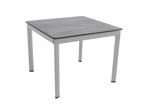 MWH Alutapo Tisch HPL Zement Silber, 95x95cm